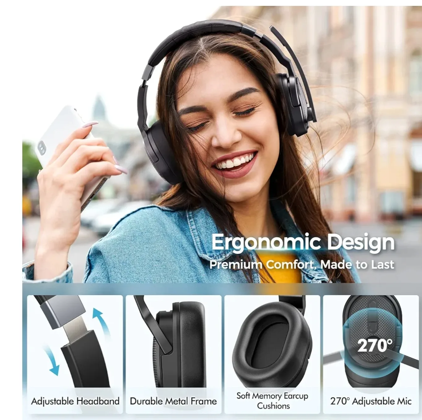 Trucker Bluetooth Headset, Wireless Headsets, Detachable Earpad image indicator(5)