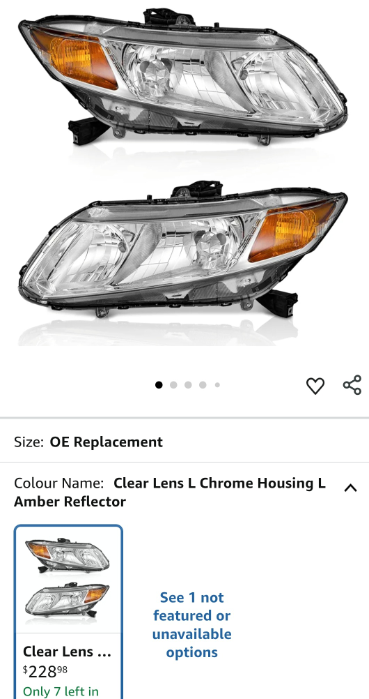 WEELMOTO Honda Civic 2012-2015 Headlights - photo 2