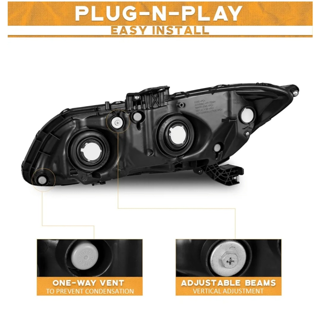 WEELMOTO Honda Civic 2012-2015 Headlights - photo 4