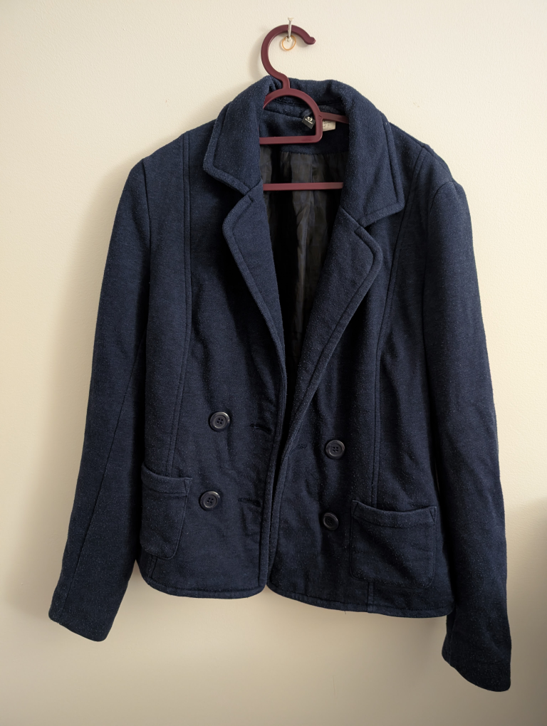 H&M Woman Divided Navy Blue Blazer Blue Jacket - Size 6