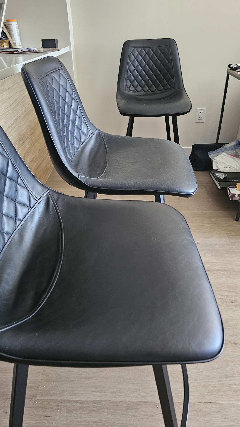 Black Faux Leather Bar Stools - set of 3 - photo 4