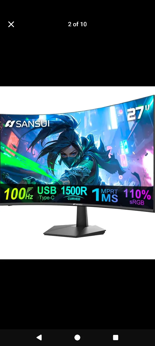 Sansui 27" Curved Gaming Monitor Brand New 100hz thumbnail
