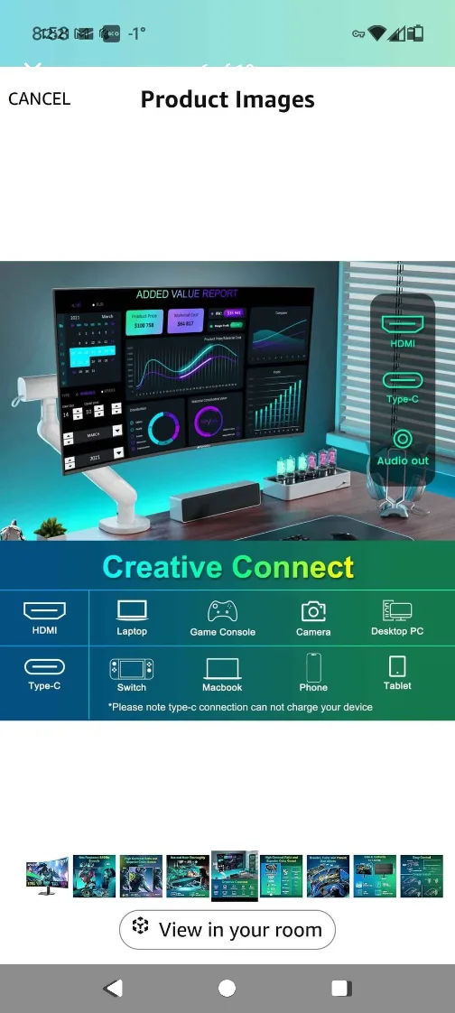 Sansui 27" Curved Gaming Monitor Brand New 100hz image indicator(5)