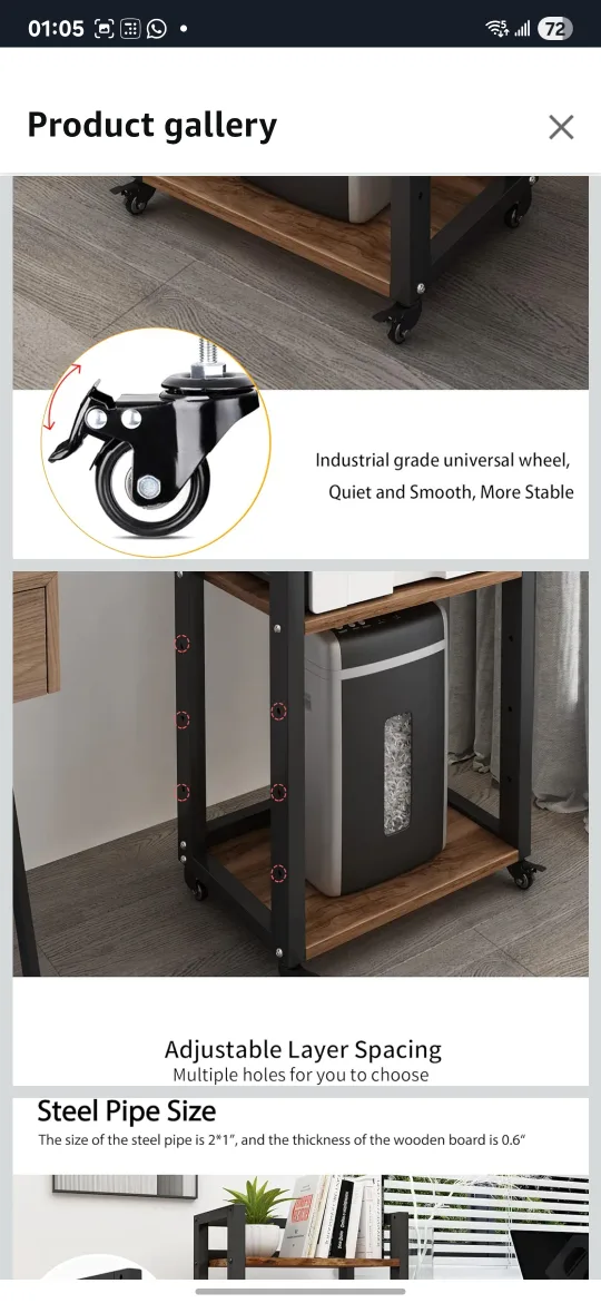 heavy duty black Metal Rolling Cart/stand image indicator(8)