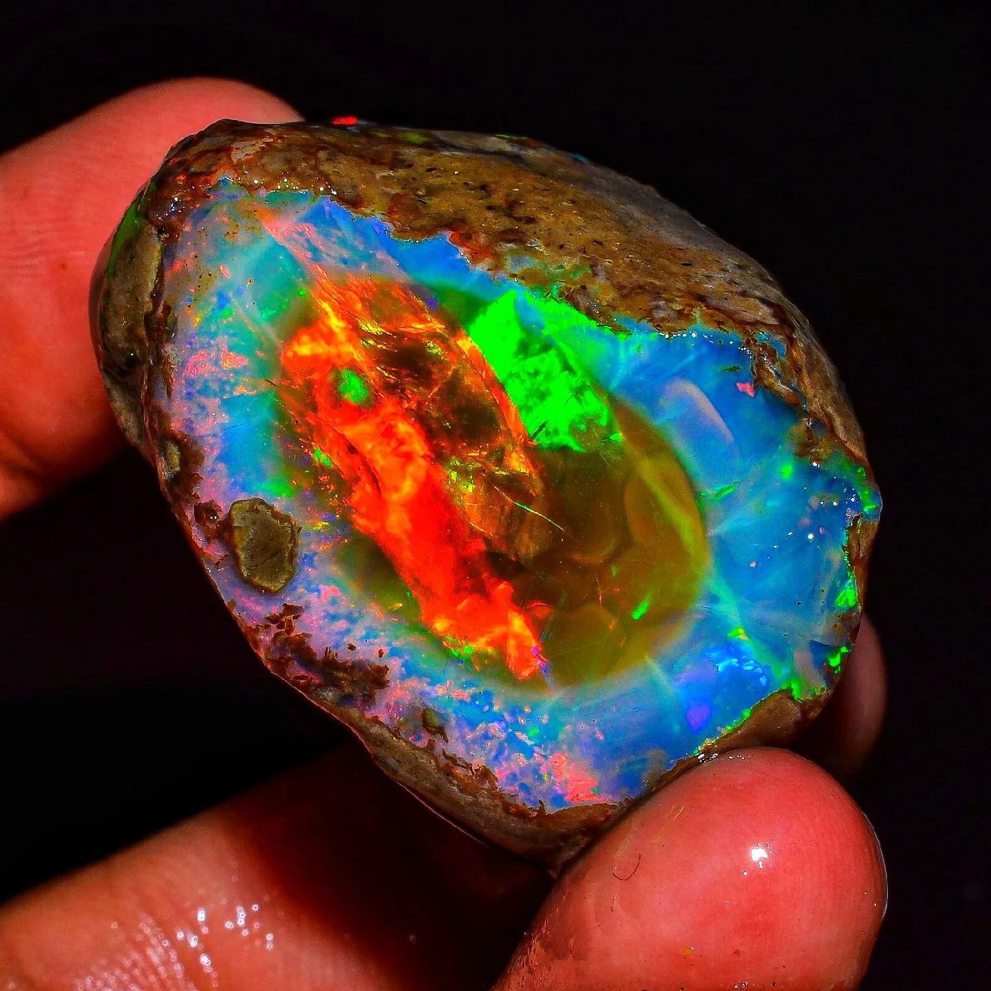 Vibrant 150ct Rainbow Opal Natural Multi-Color Opal Gemstone thumbnail