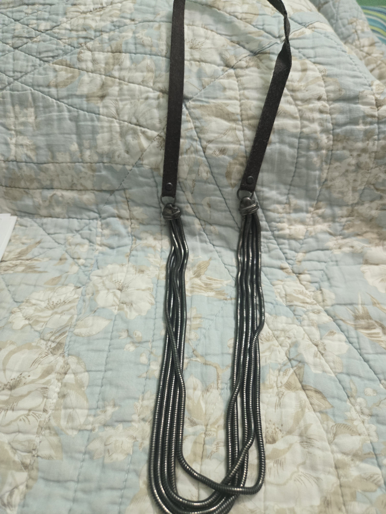 Brown Strap Gunmetal Tone Statement Necklace - photo 4