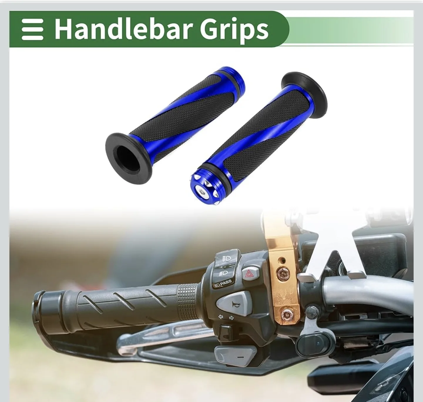 Blue Motorcycle Handlebar Grips - Non-slip Design image indicator(3)