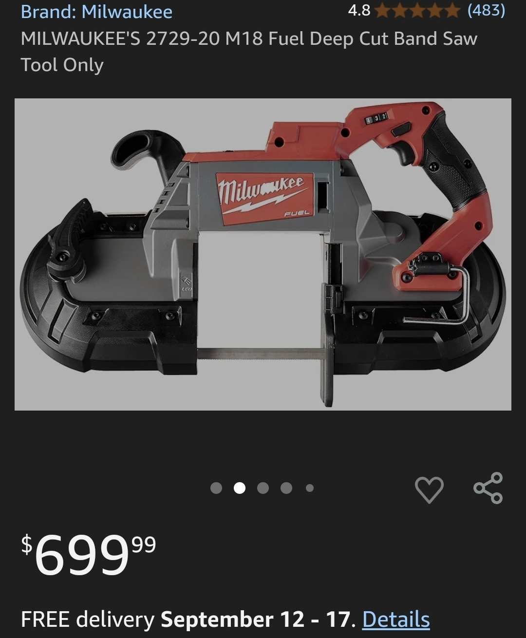 Milwaukee 2729-20 M18 Fuel Deep Cut Band Saw - photo 4