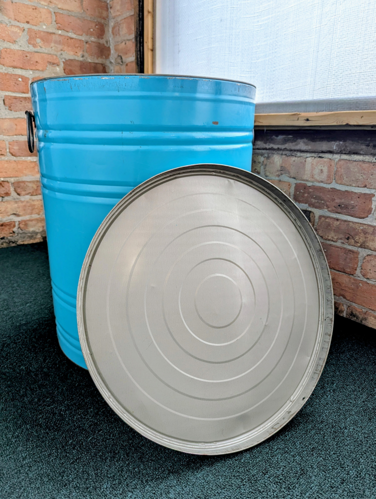 Vintage 1960s Metal Storage Bin – Retro Turquoise
