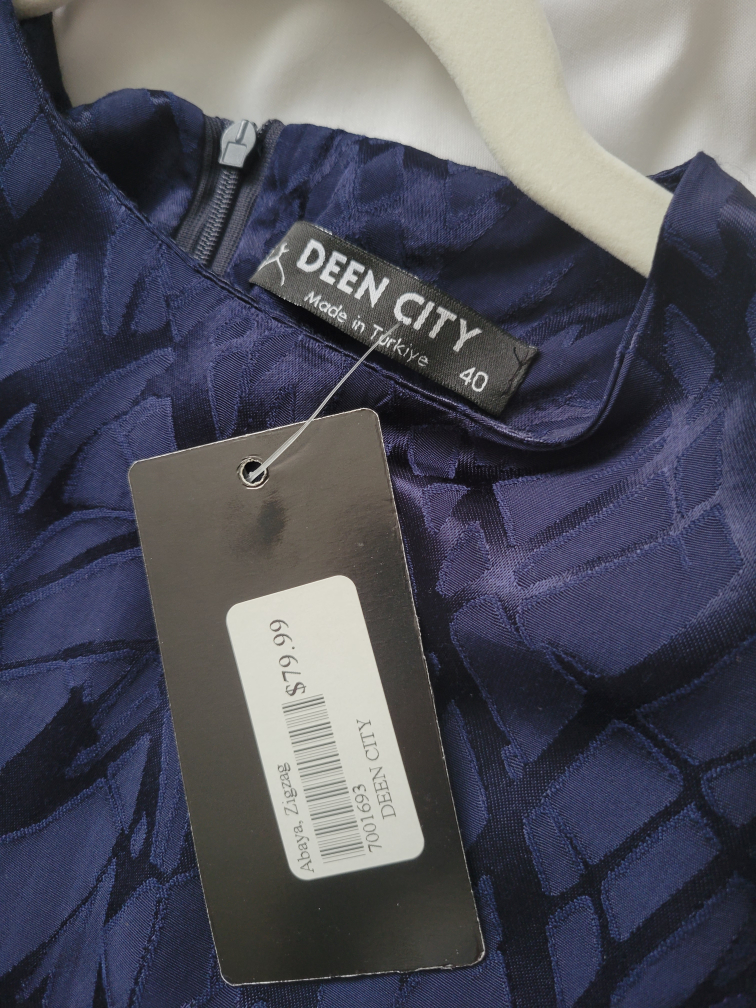 New DEEN CITY Navy Blue Abaya Zigzag Maxi Dress - Size 40/Small - photo 3
