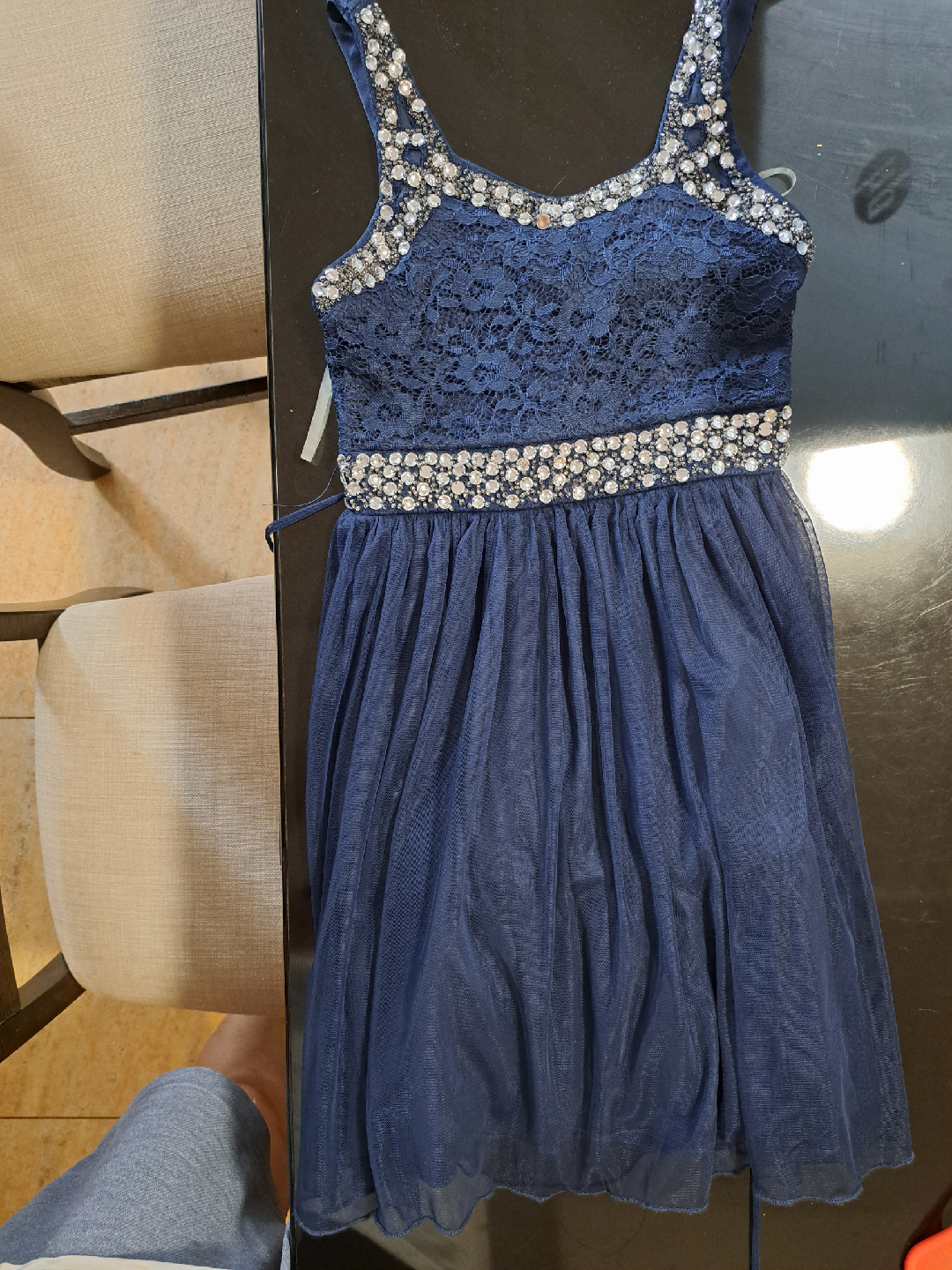 Blue Dress with Embellishments