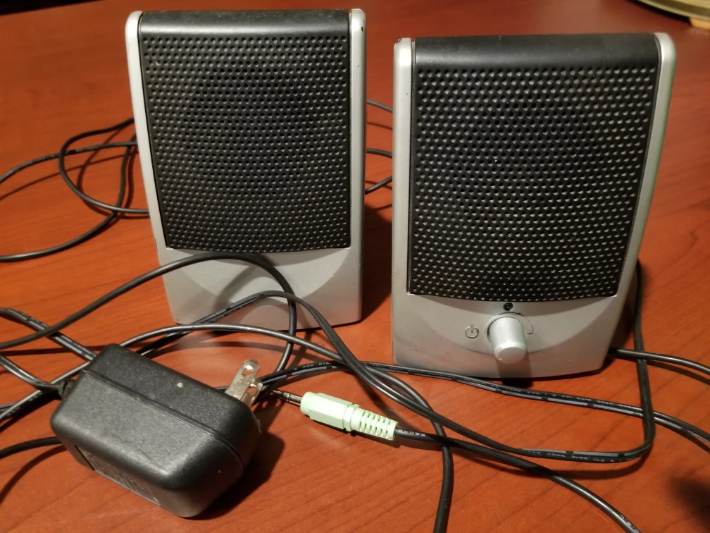 Black Computer Speakers with Power Adapter