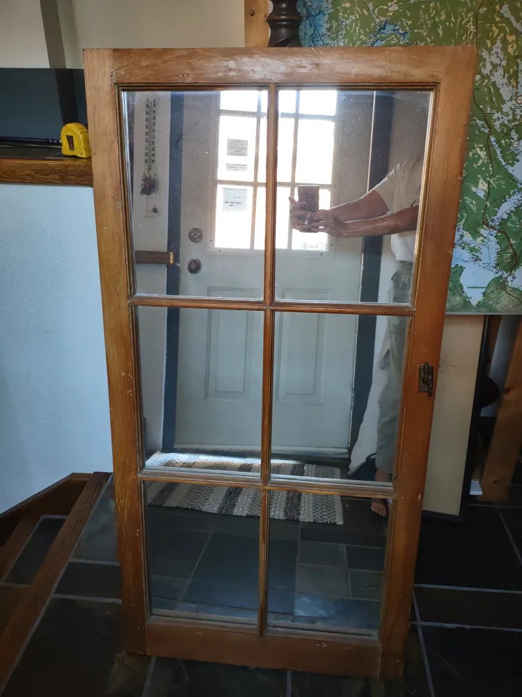 Vintage Wood Framed Window Pane Mirror thumbnail