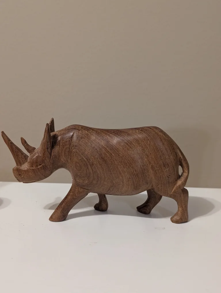 Wooden Rhino Figurine thumbnail