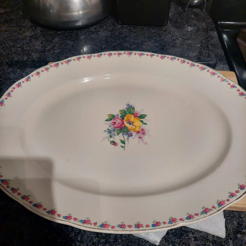 Floral Oval Serving Platter - 17-inch 🥕 thumbnail