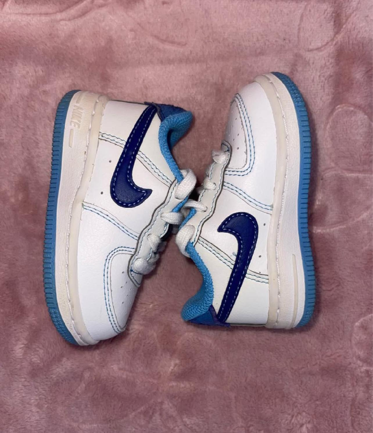 Nike Air Force 1 Toddler Shoes - White/Blue