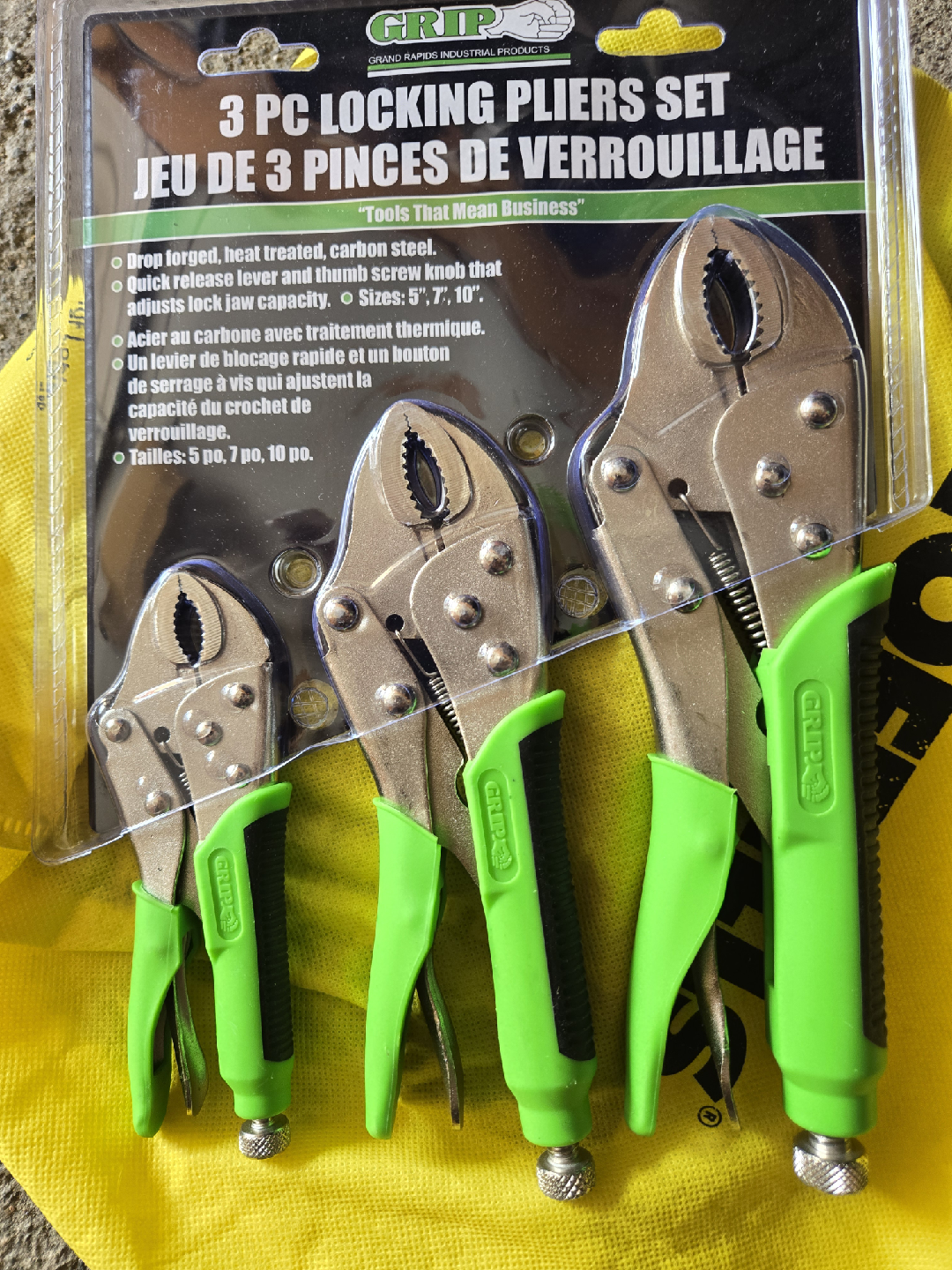 3pc  Locking Pliers,5"-7"-10"