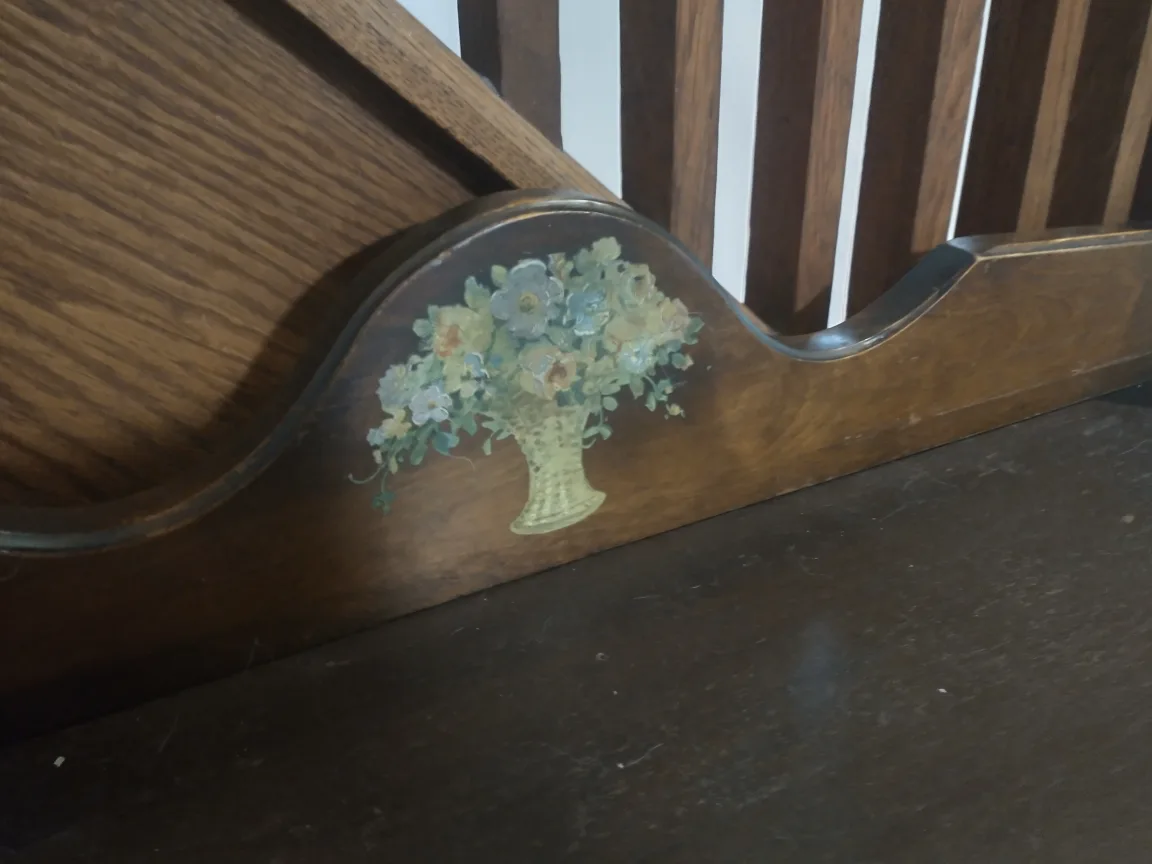 Vintage real wood cabinet with hand painted flowers image indicator(3)