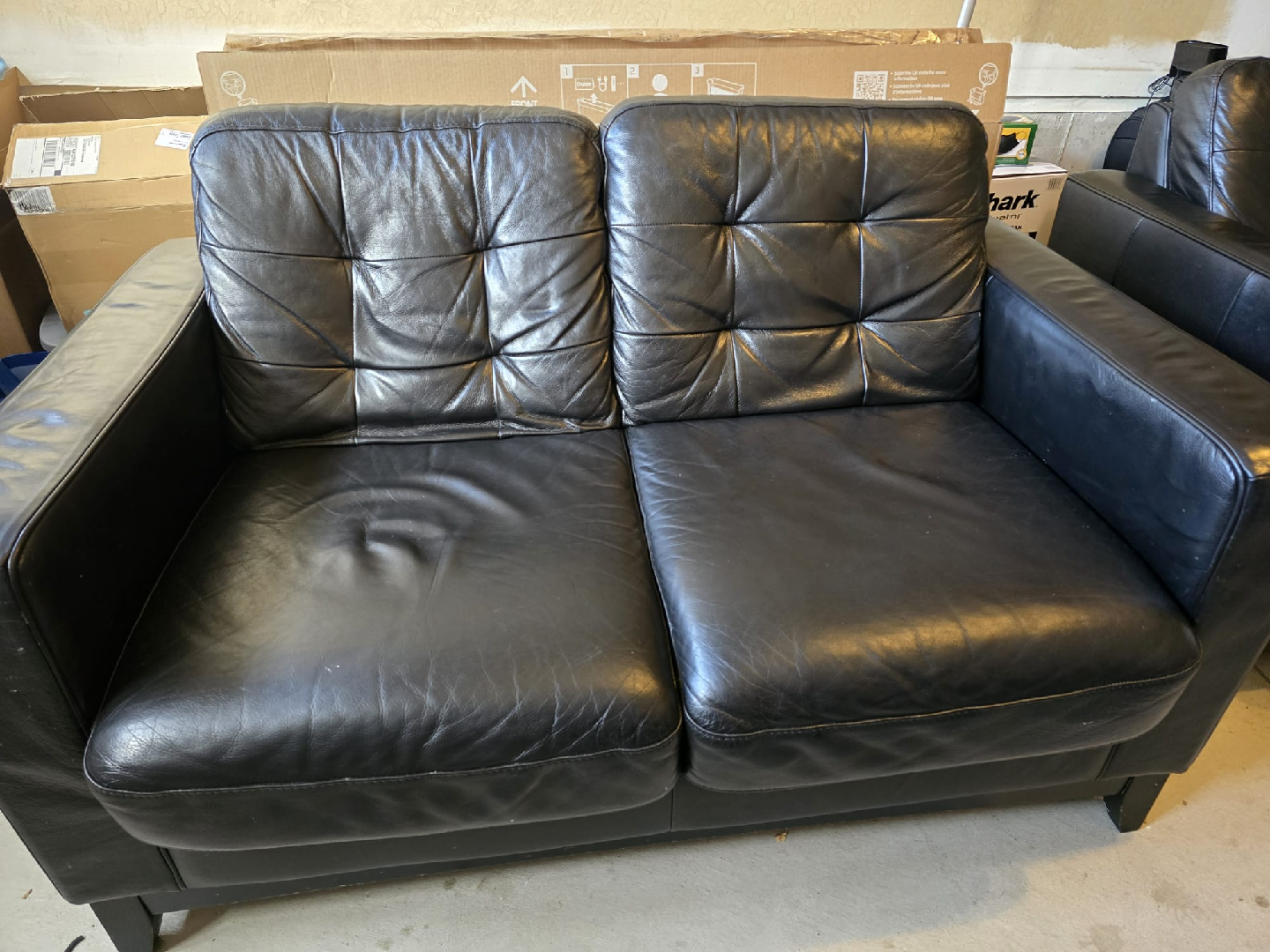 Black Leather Sofa - photo 2