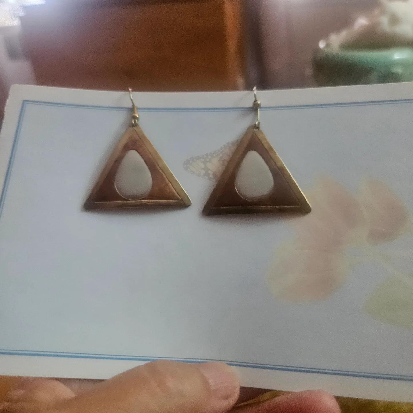 Silver/Copper/Brass Triangle Dangle Earrings thumbnail