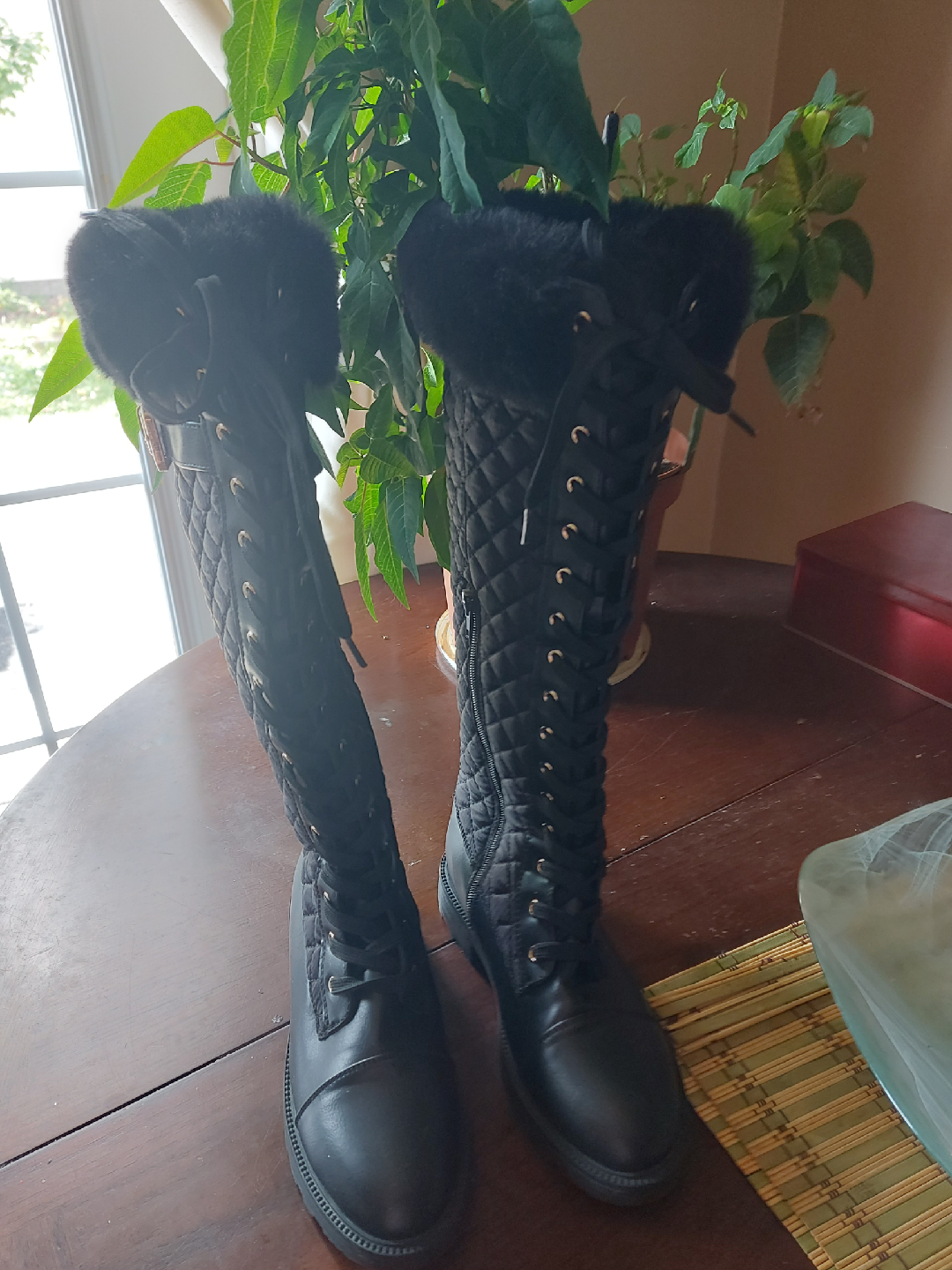 Black Quilted Boots Size 37