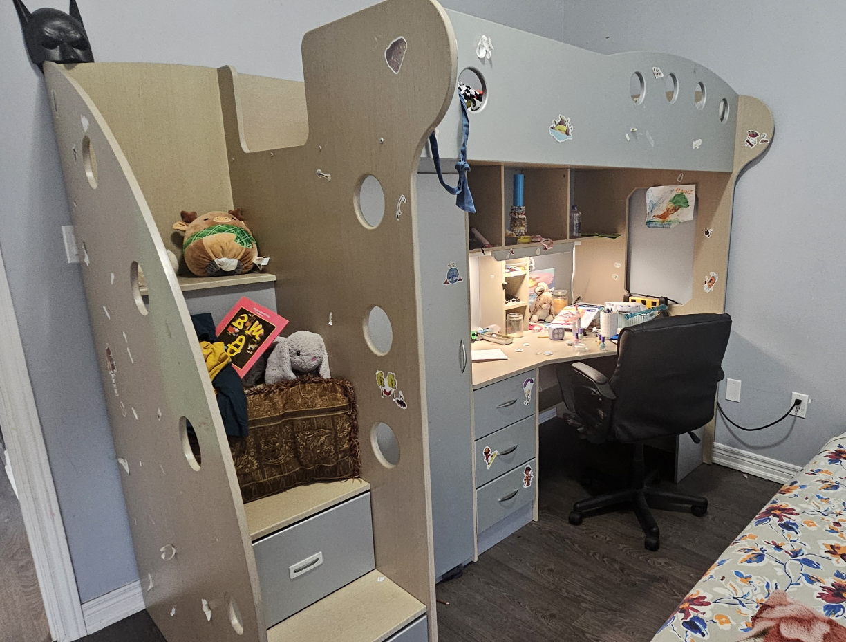 Kids Loft Bed with Desk & Storage