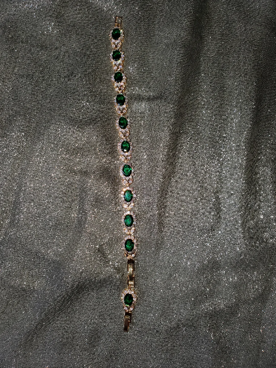 gold plated emerald bracelets thumbnail