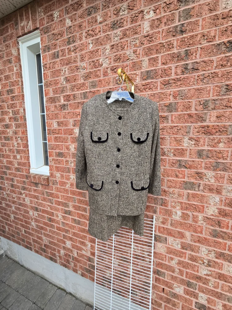 Vintage Skirt Suit Set with Velvet Trim thumbnail