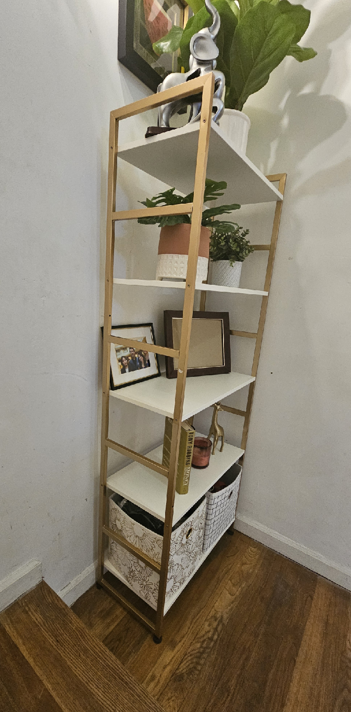 White & Gold 5-Tier Bookshelf - photo 3