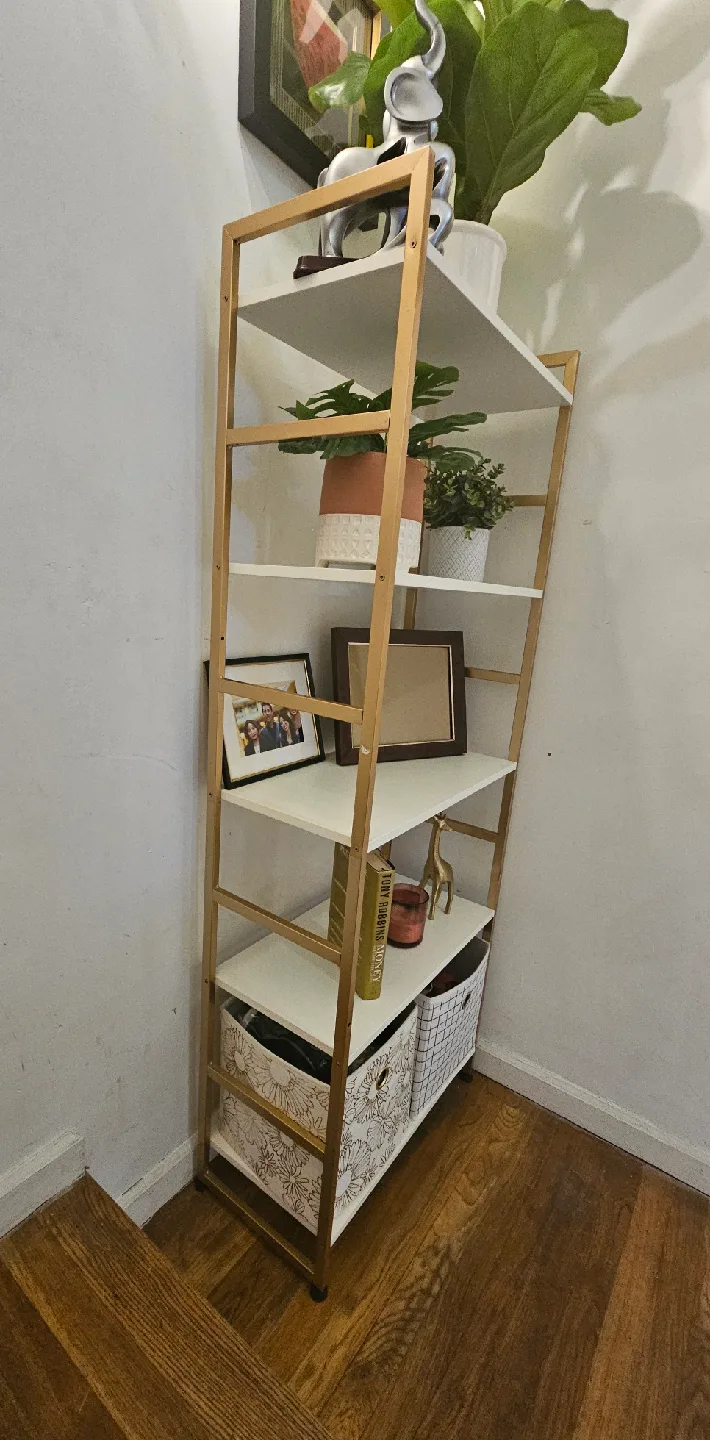 White & Gold 5-Tier Bookshelf image indicator(3)