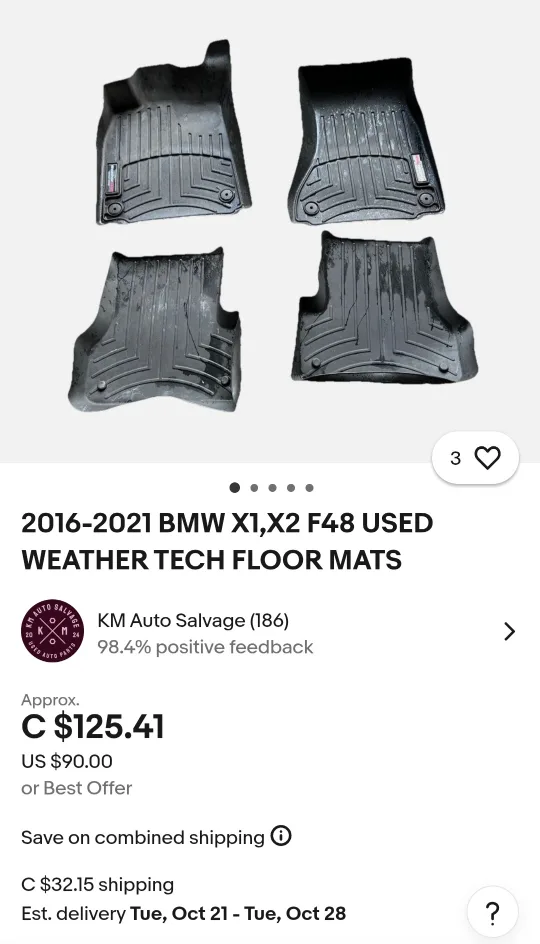 WeatherTech Floor Mats for BMW X1, X2 (2016-2021) image indicator(3)