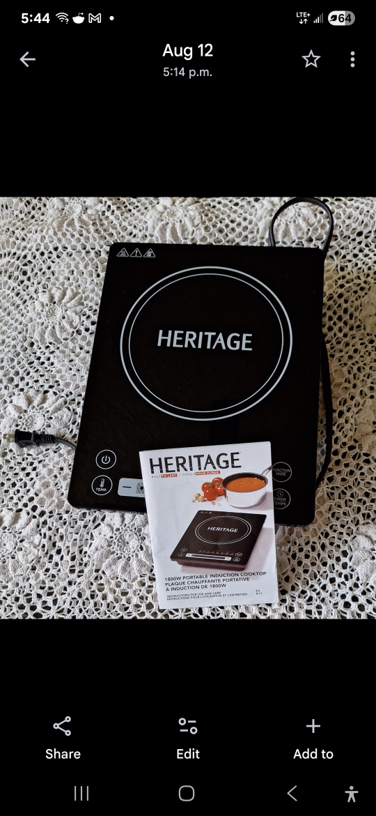Heritage Portable Induction Cooktop - 1800W