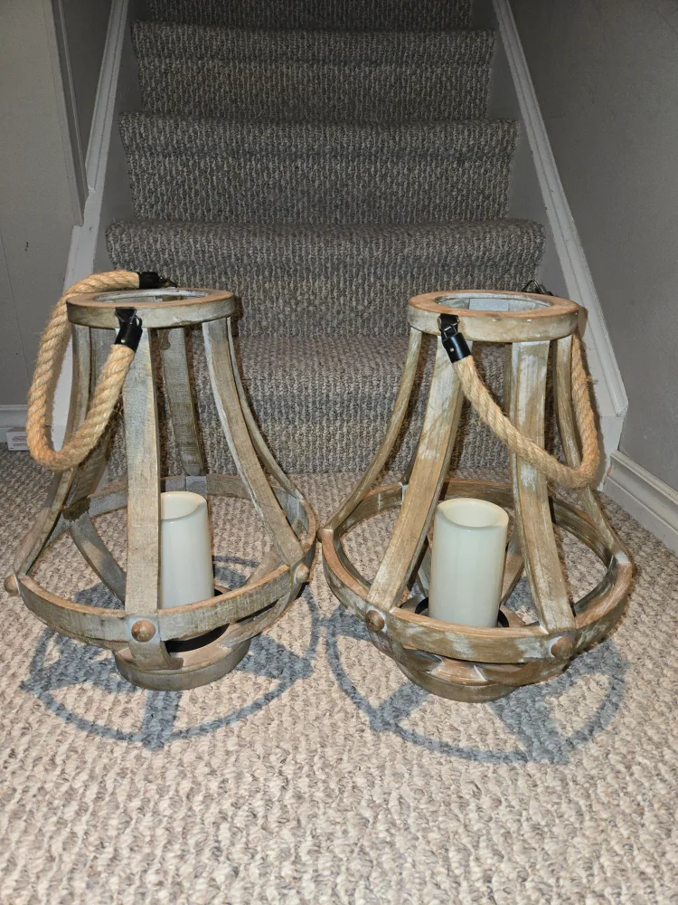 Wood & Rope Lanterns (Set of 2) 🥕 thumbnail