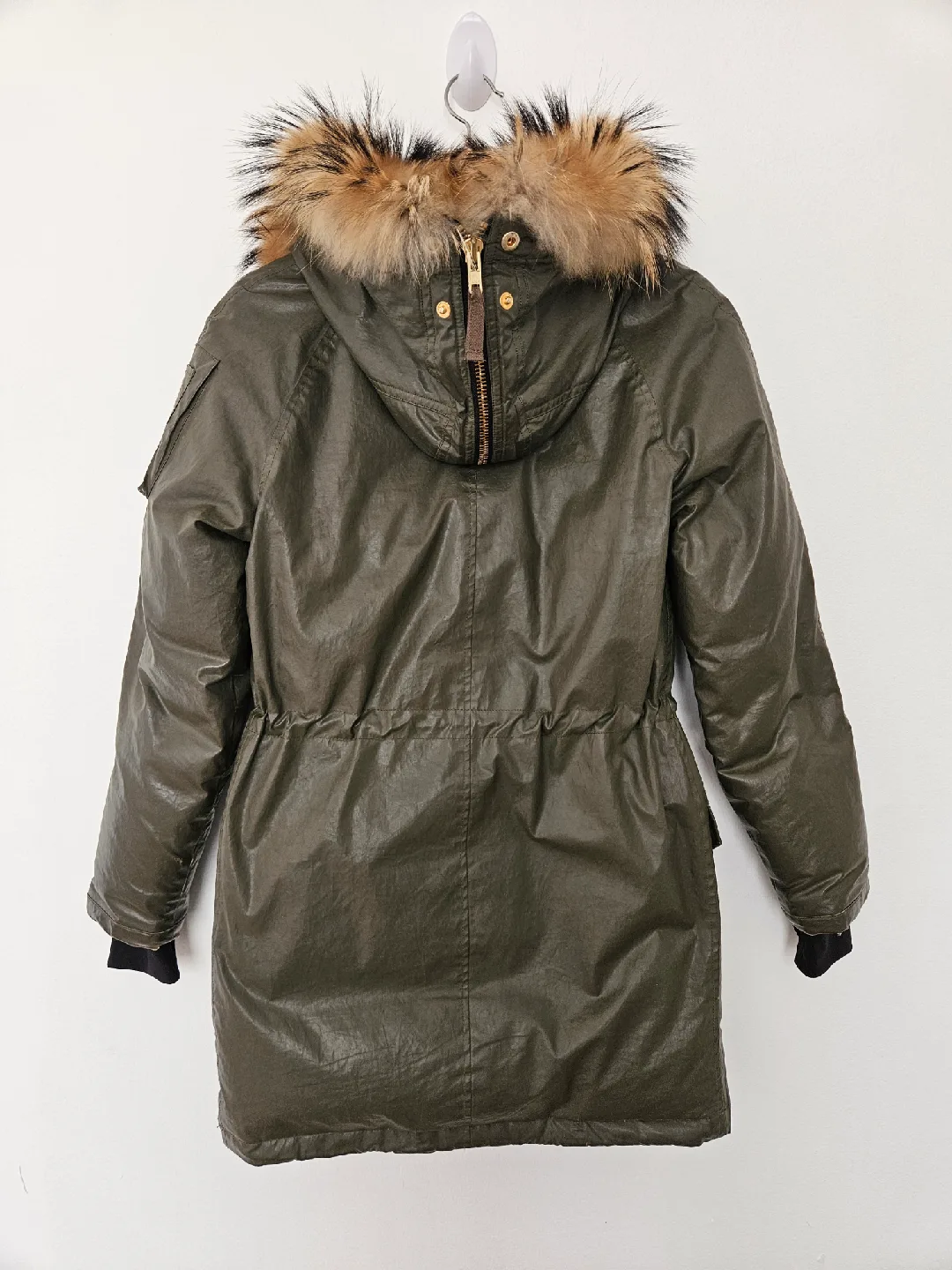SAM. Olive Green Goose Down Jacket with Fur Hood image indicator(4)