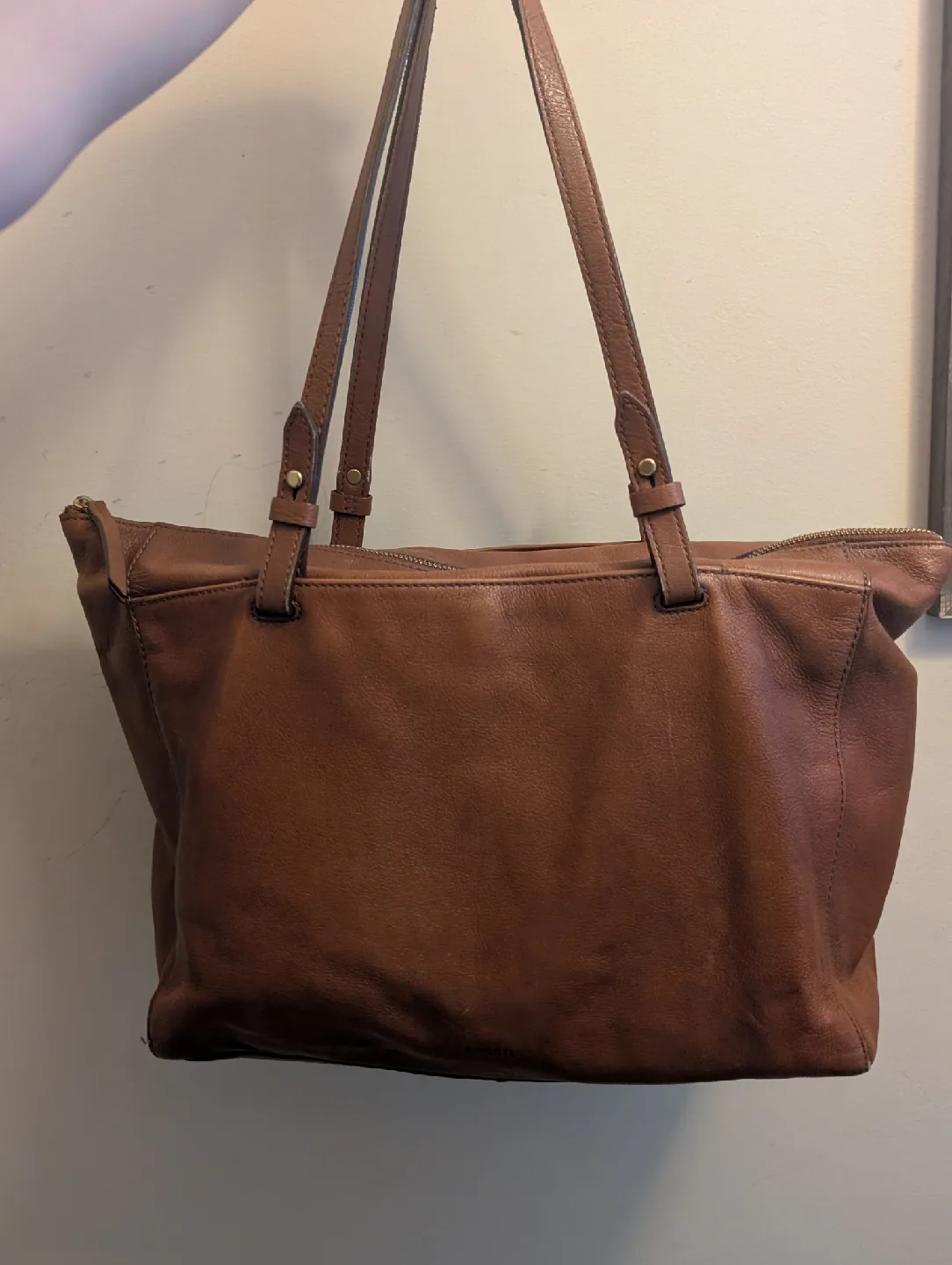 Fossil Brown Leather Tote Bag thumbnail