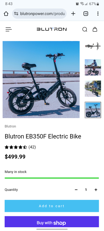 Blutron EB350F Electric Bike - photo 3