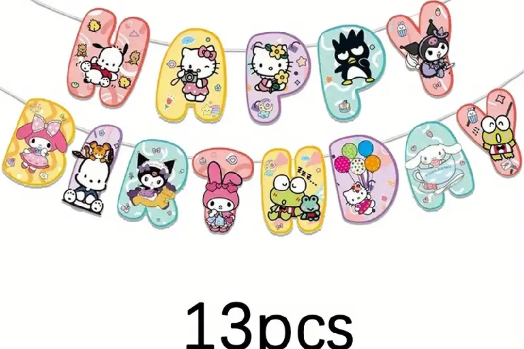 Happy Birthday Banner - 13 pcs Hello Kitty & Friends inspired - photo 3