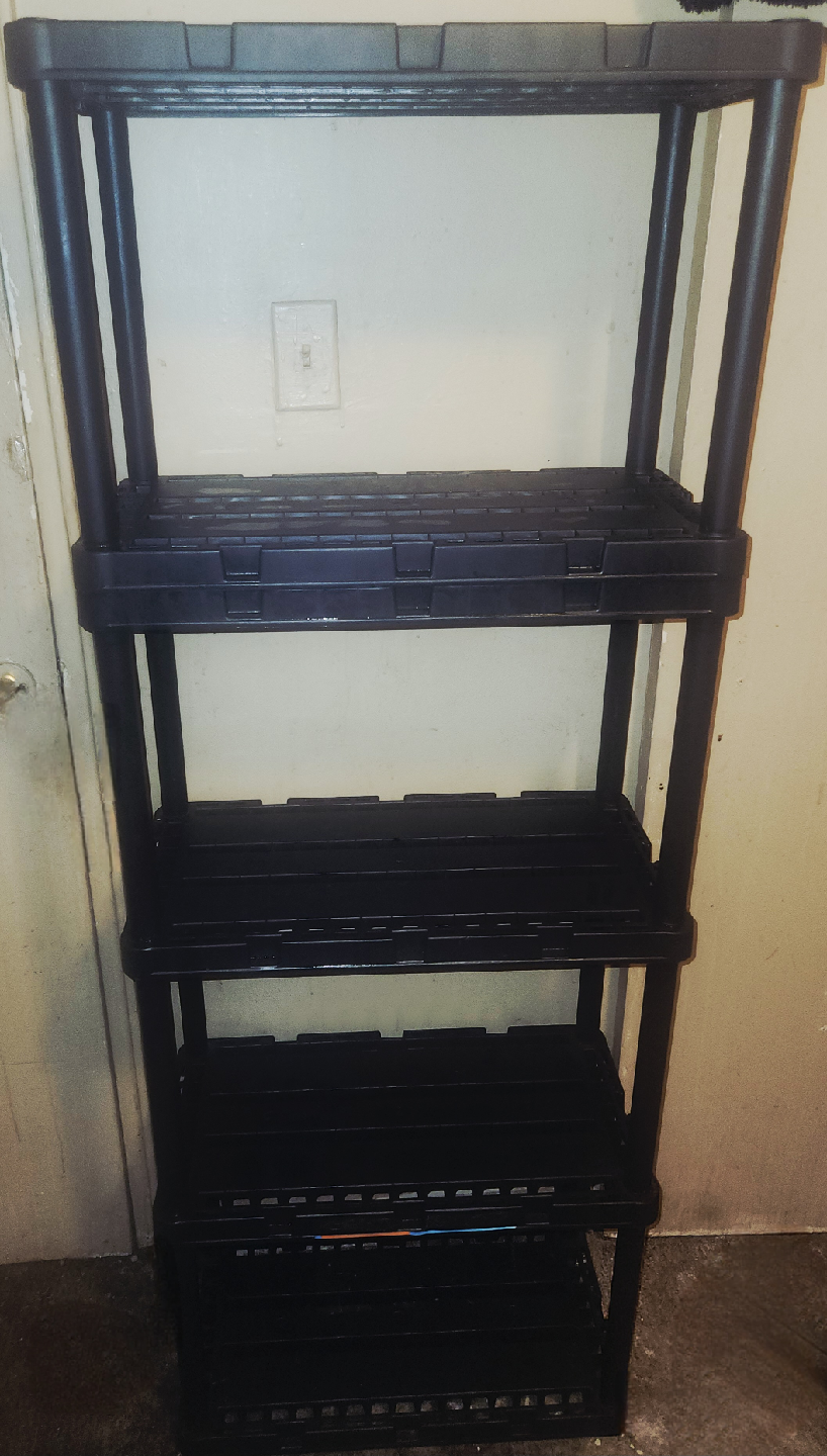 Black Plastic Shelving Unit - 5 Tier