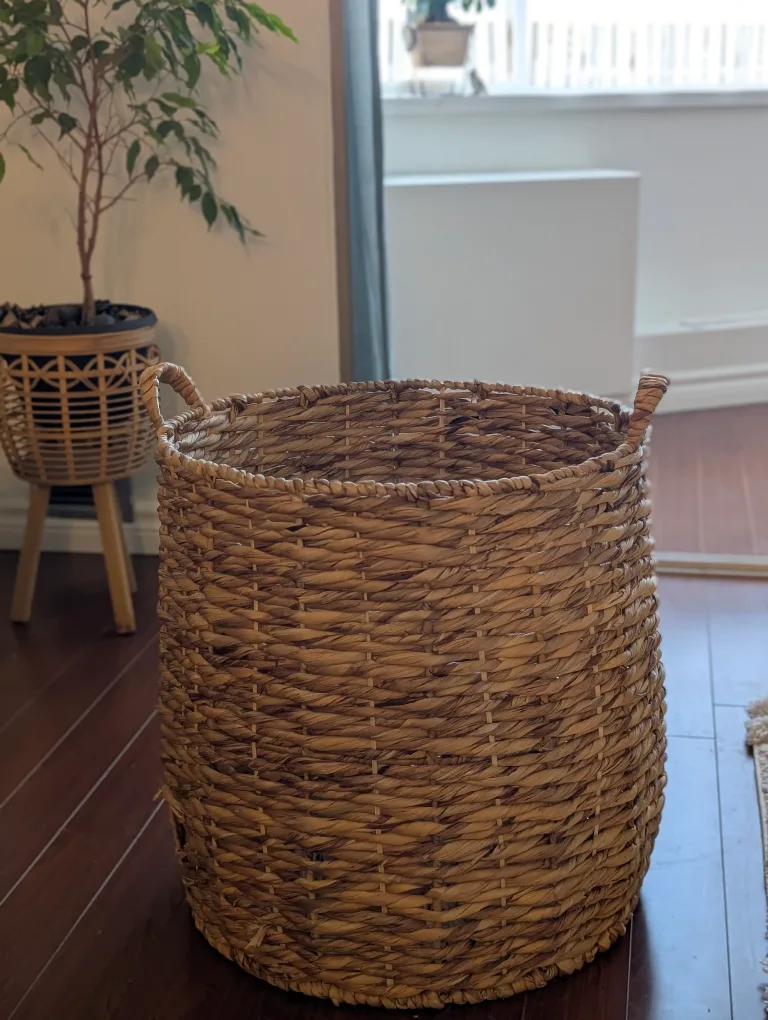 Woven Wicker Basket with Handles thumbnail