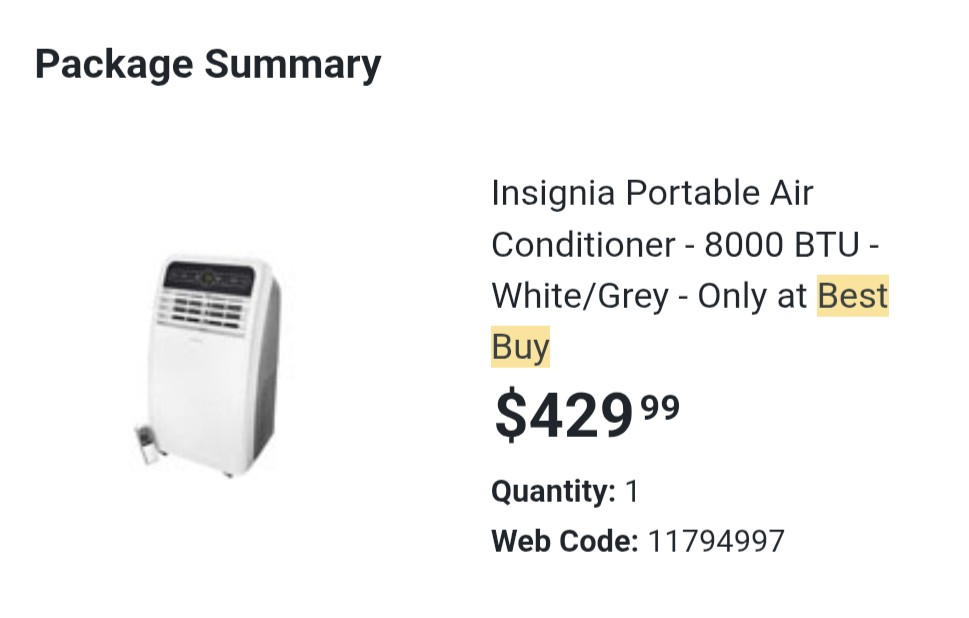Insignia Portable Air Conditioner 8000 BTU - photo 2