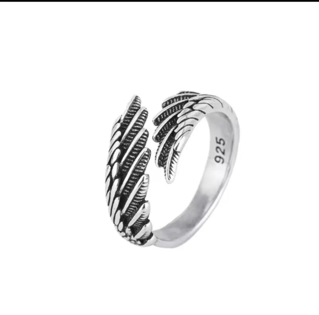 Silver 925 Angel Wing Ring- Adjustable (unisex) image indicator(2)