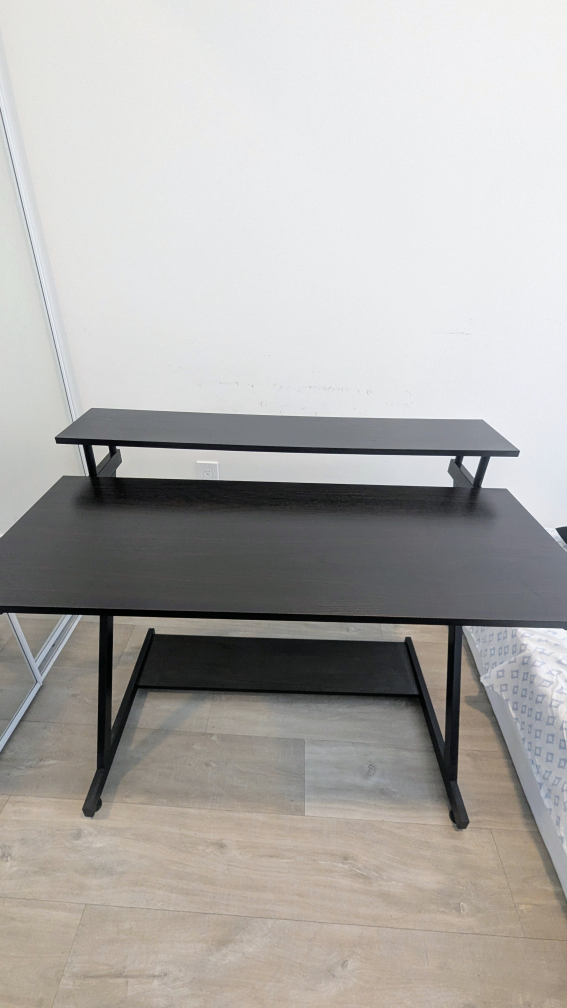 Black Computer Desk with Monitor Shelf - photo 2
