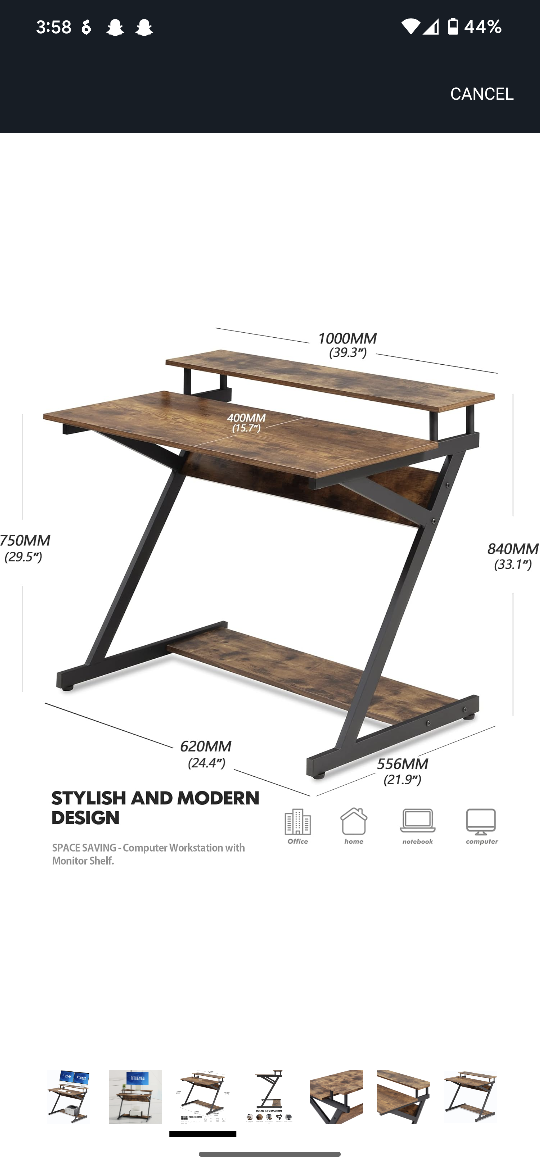 Black Computer Desk with Monitor Shelf - photo 4