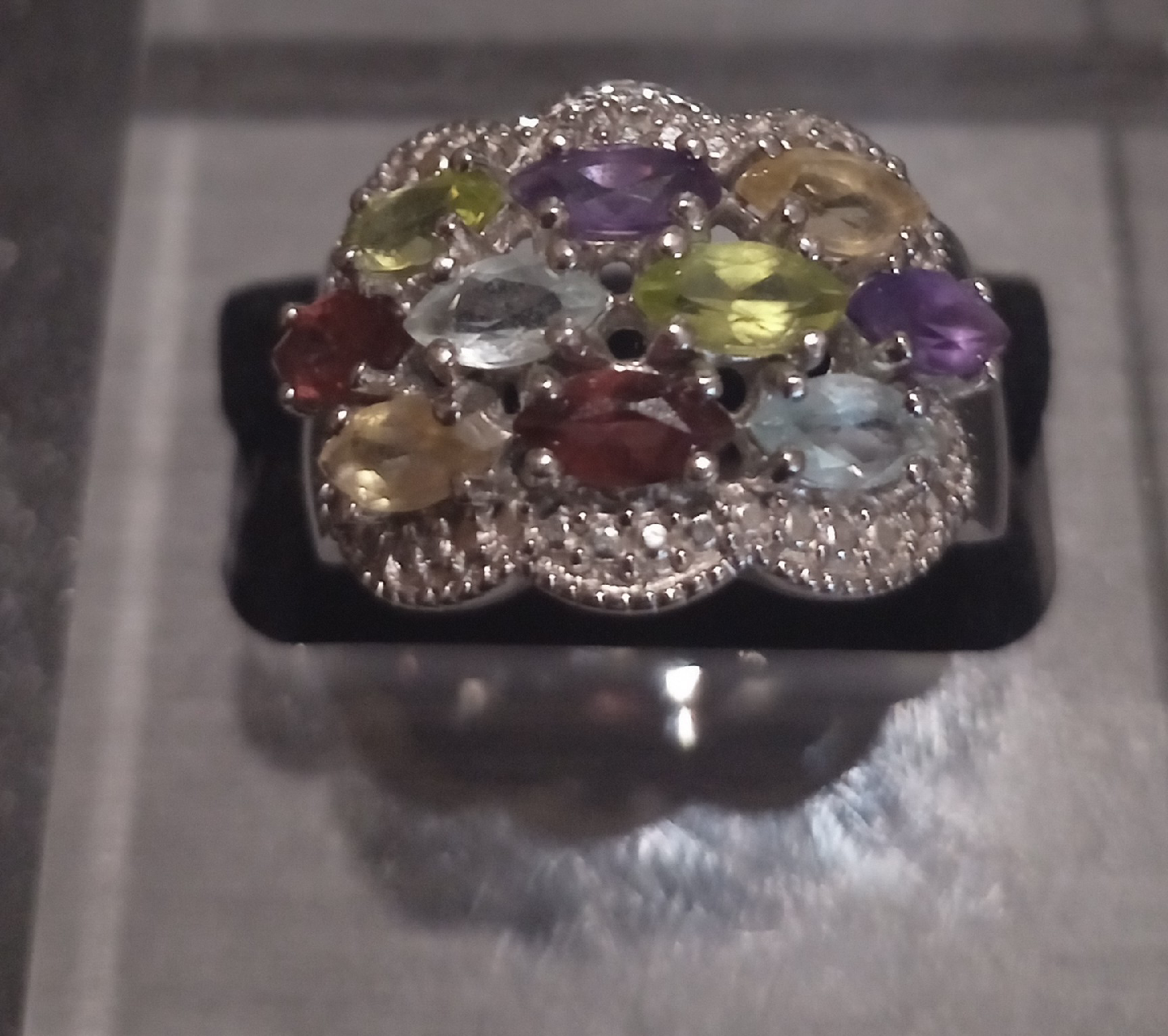 Multi-Gemstone Silver Ring