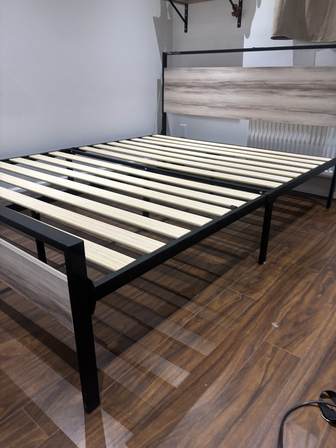 Queen Sized Black Metal Bed Frame with Headboard