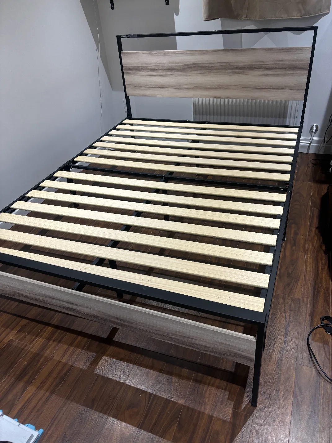 Queen Sized Black Metal Bed Frame with Headboard image indicator(2)