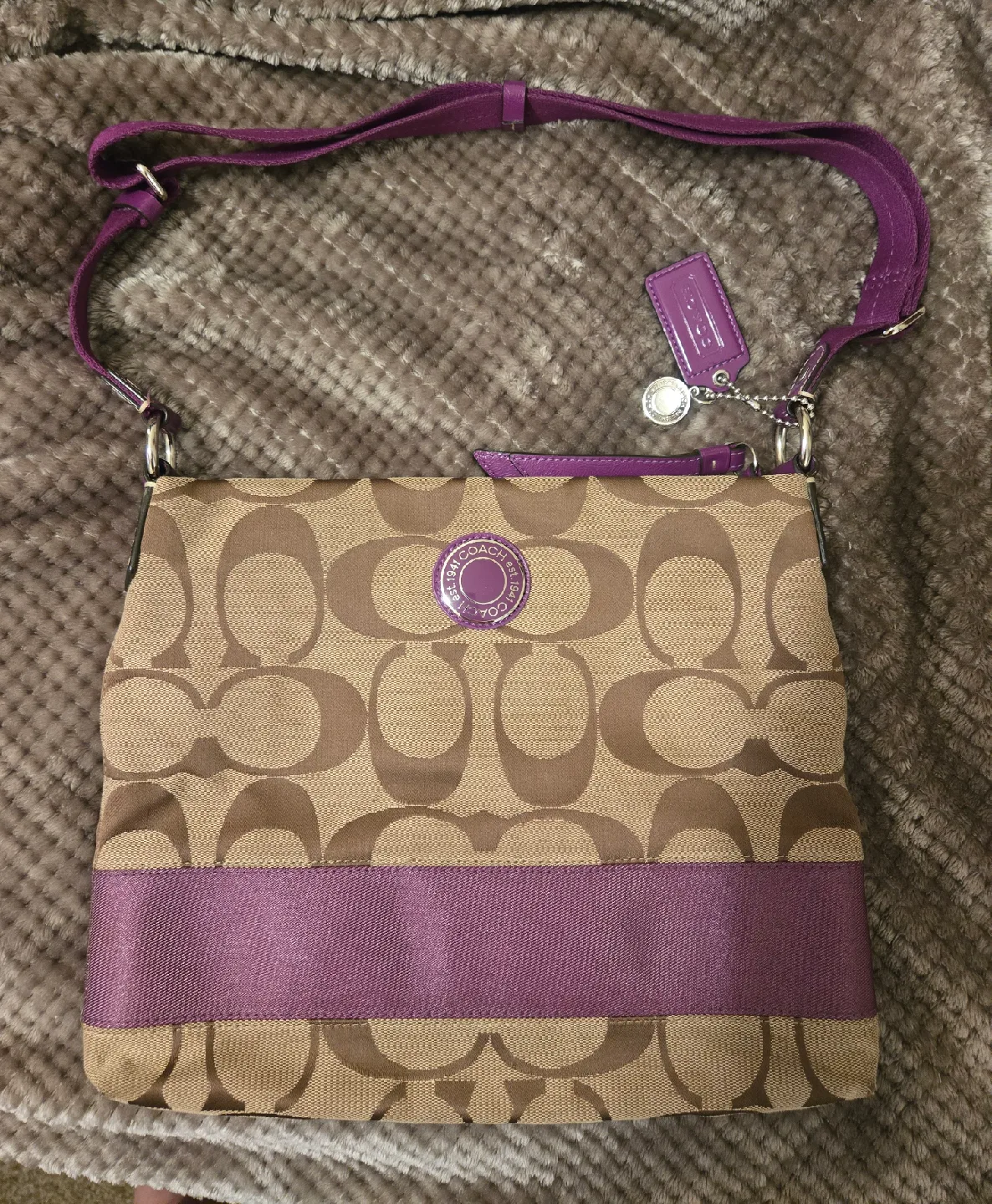 Coach Signature Purple Shoulder Bag