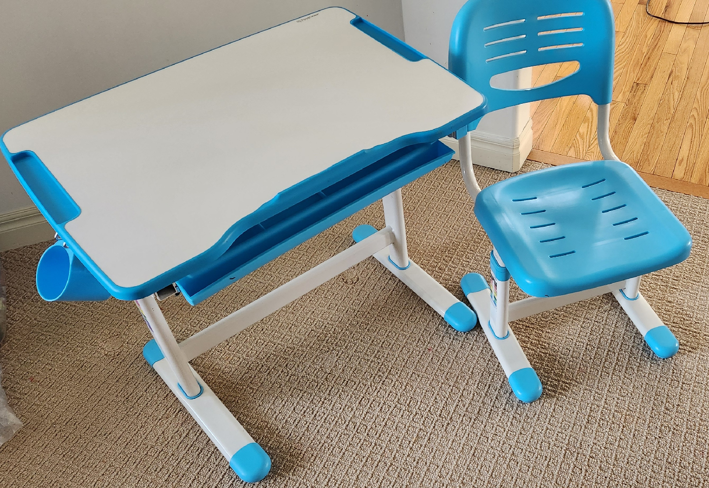 Kids Desk and Chair Set - Blue & White - photo 3