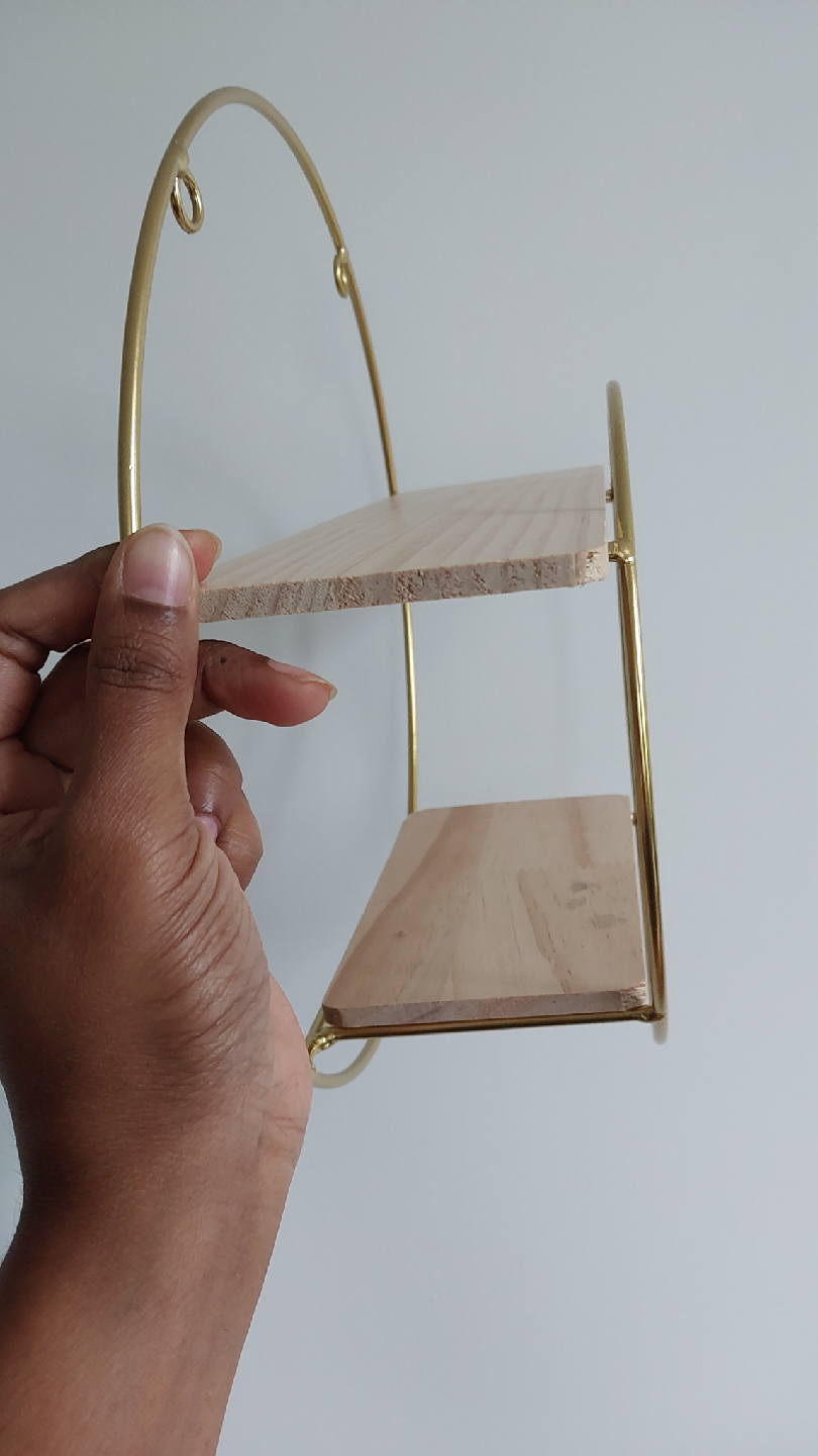 🥕BRAND NEW Gold Metal & Wood Round Wall Shelf🥕 - photo 3