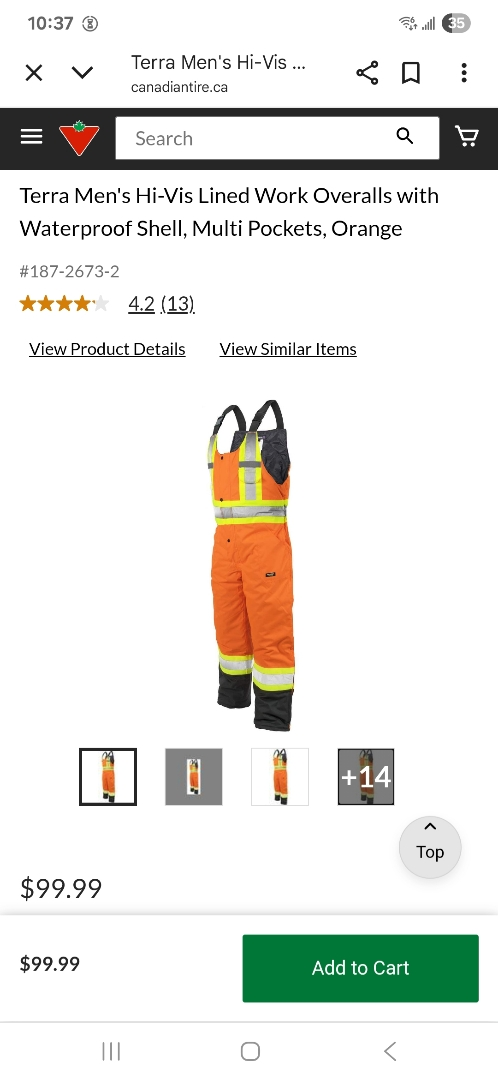 BNWT High Visability Thick & Warm Overalls
